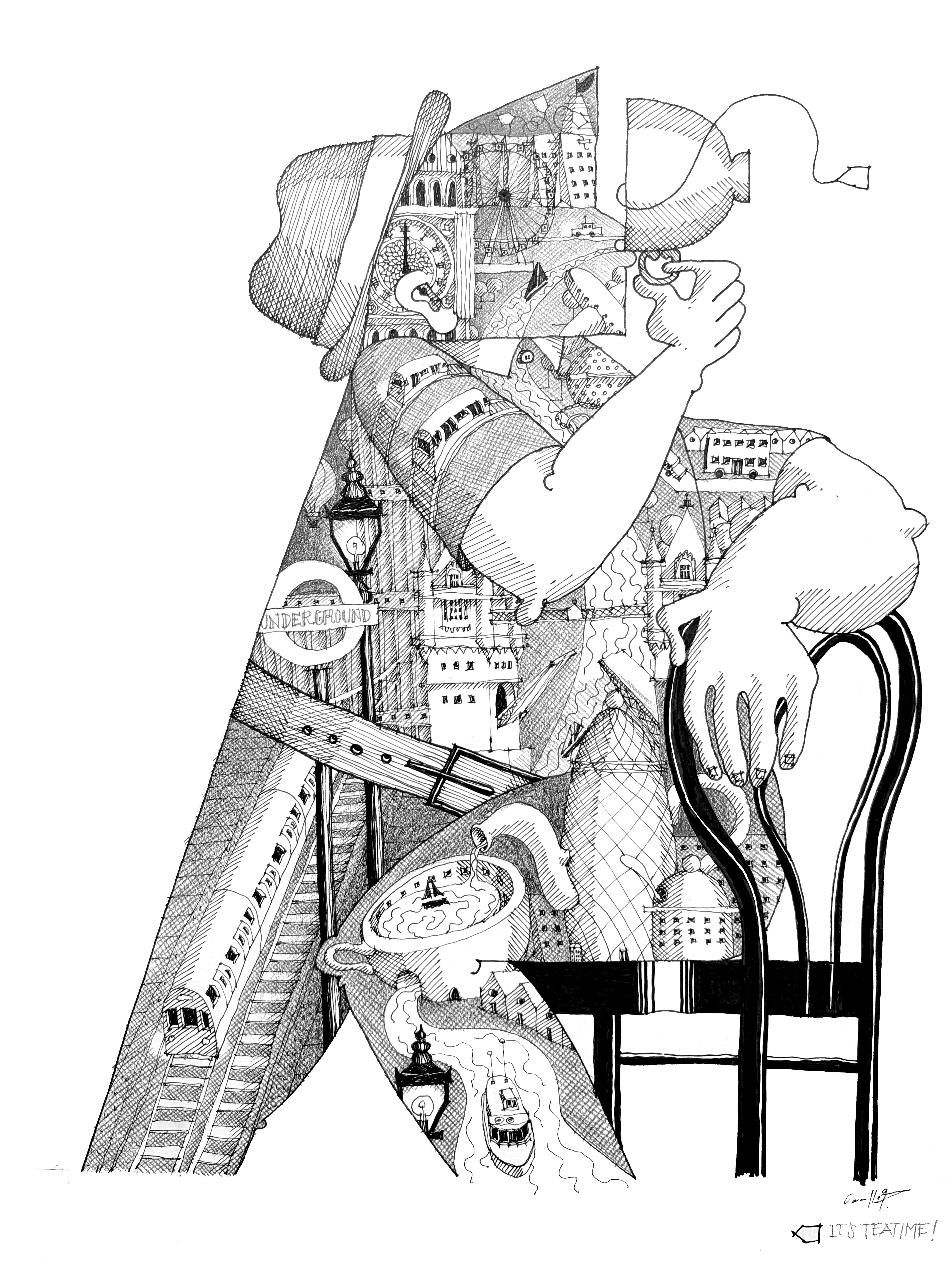 Dessin original  « C'est l'heure du thé »