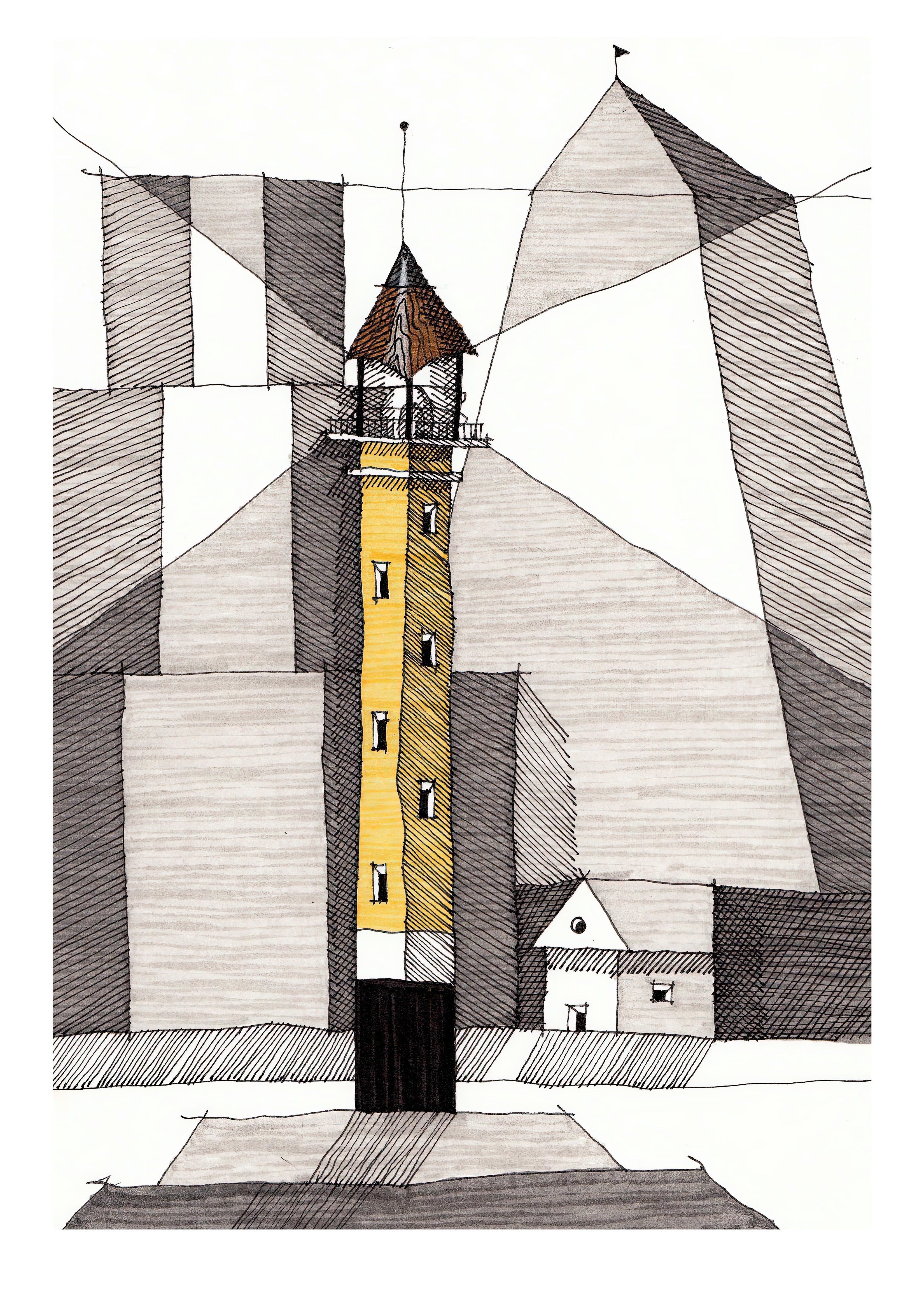 Dessin original  « Le Phare crayon »